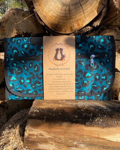 Mudador portátil impermeable Leopardo turquesa