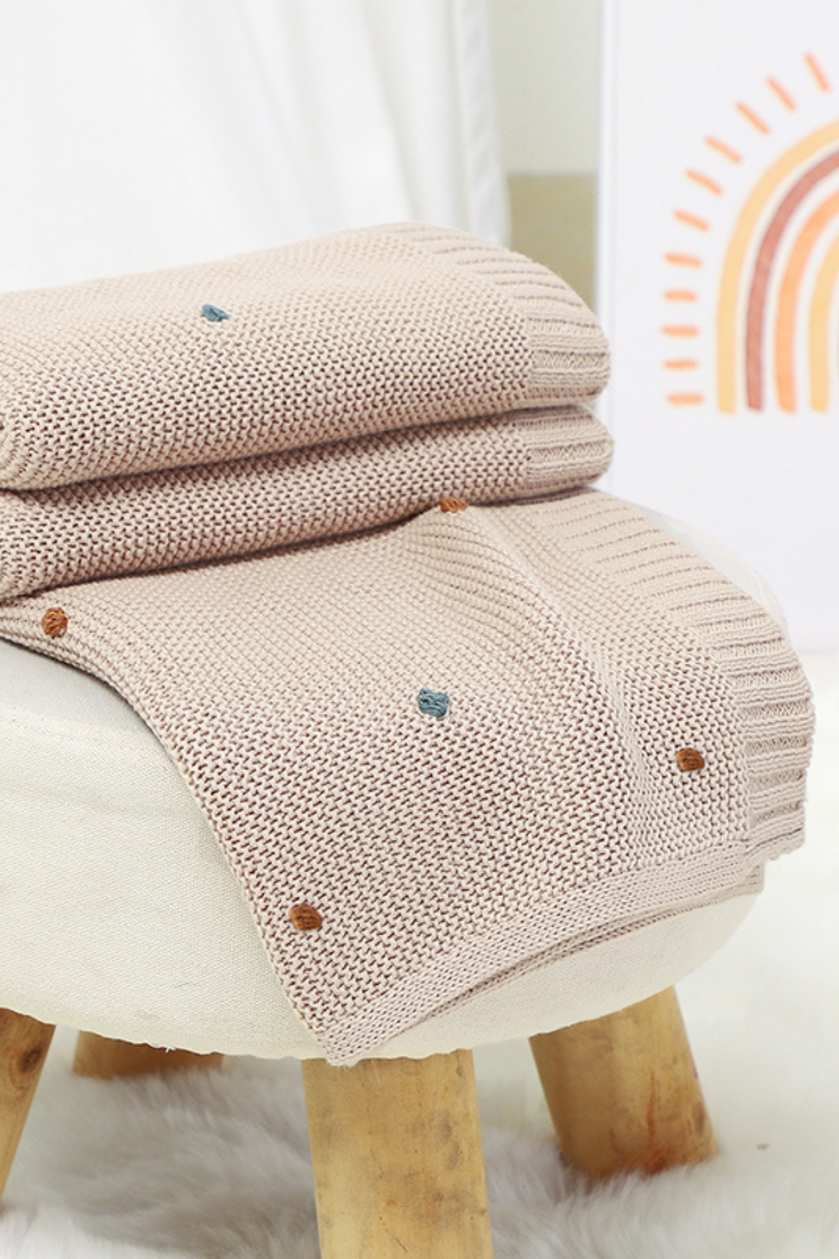 Manta de algodón Pompones